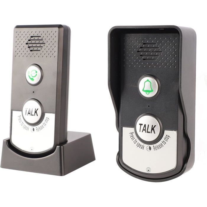 Intercomunicador de audio inalámbrico de largo alcance (1000 m), volumen ajustable, timbre integrado.