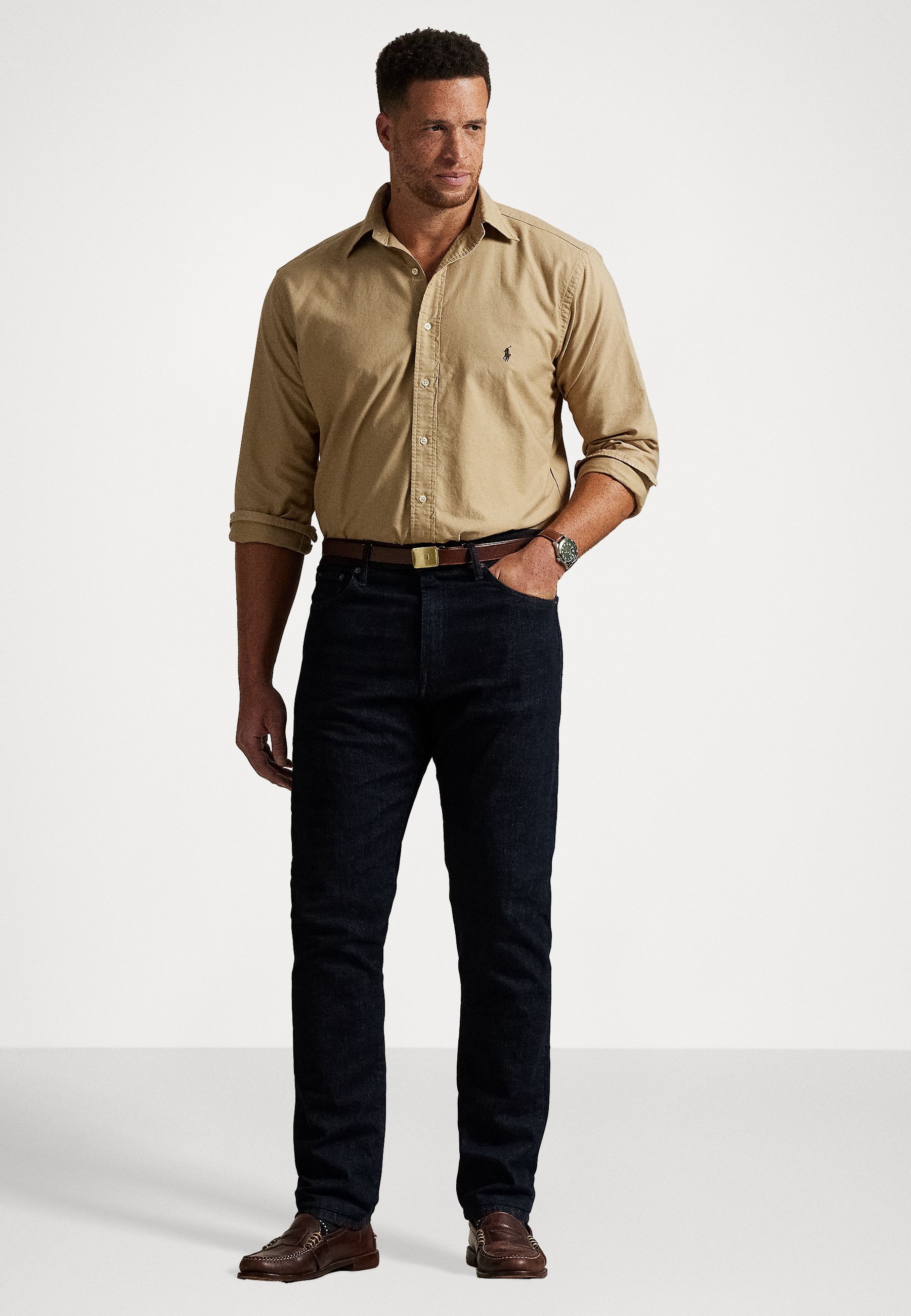 Chemise Oxford teinte en pièce Polo Ralph Lauren grandes tailles - Beige côtier