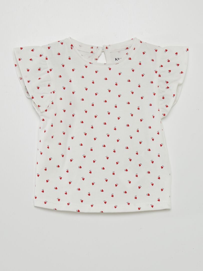 Conjunto de camiseta estampada + jardineira - BRANCA
