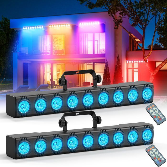 UKing 9 LED RGBW 4 en 1 Cabeza Móvil con Efectos Dinámicos, Luz de Escenario para DJ con Control Remoto para Espacios Pequeños y Discotecas (2 PCS)