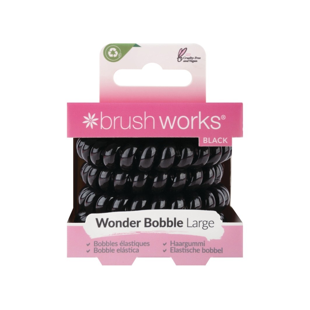 Brushworks Pack de 5 élastiques à cheveux Larges Noirs