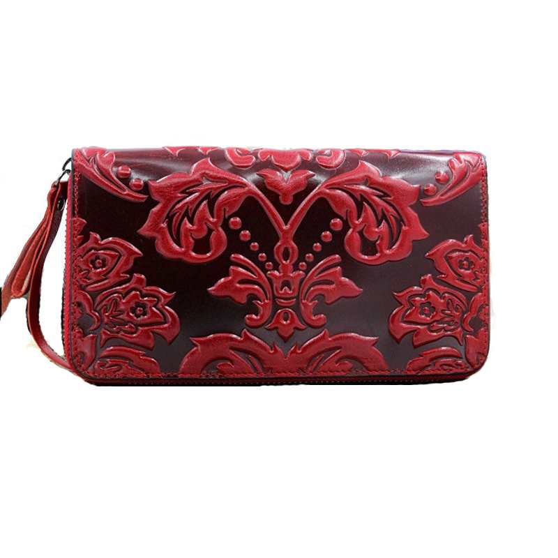 Portafoglio da donna in pelle originale, portafoglio da donna in pelle con stampa floreale, portafoglio da donna lungo in pelle di vacchetta, grande capacità, portafoglio da donna, pochette