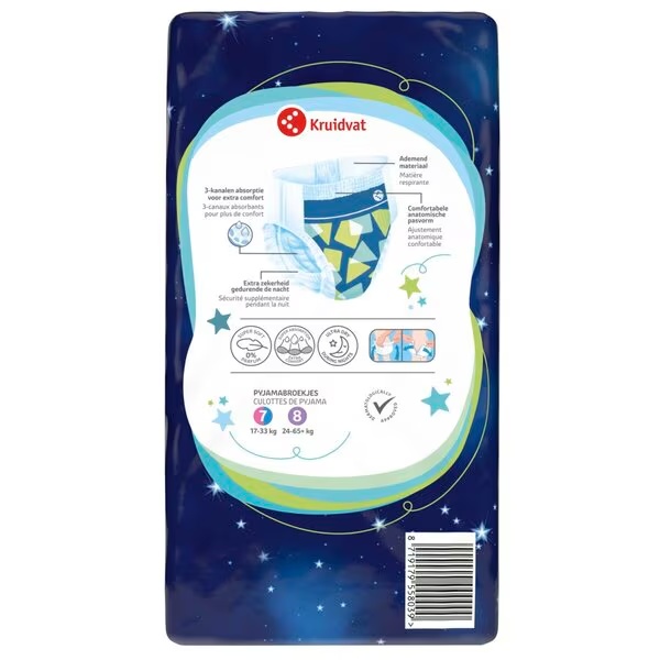 Nohavičky na pyžamo Kruidvat Boyz veľkosti M<br>7 (17-33 kg), 10 kusov