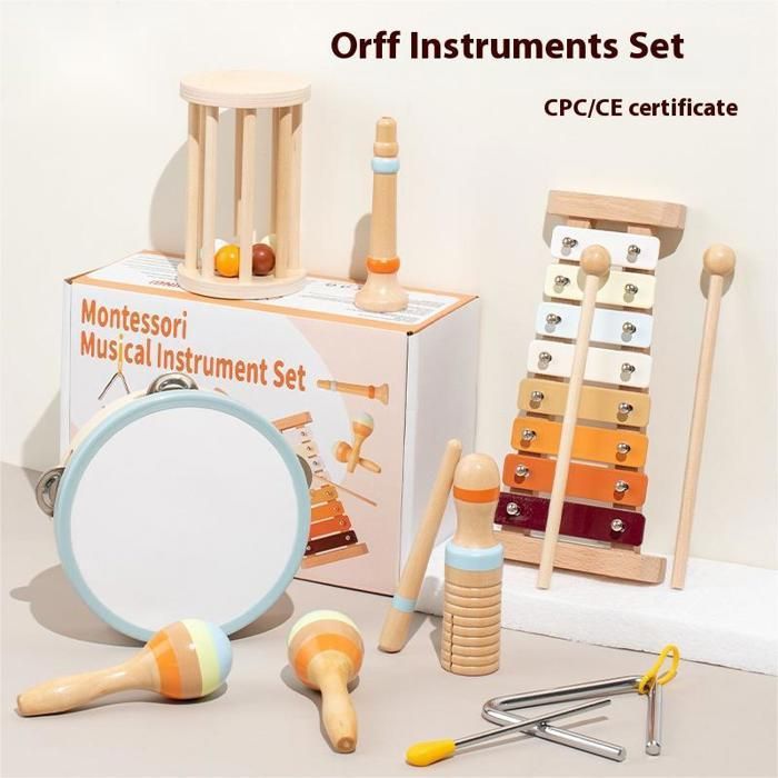 Musical Instruments for Babies, Montessori Musical Toys, Wooden Percussion Instrument Set, for Children Aged 1-5 Years