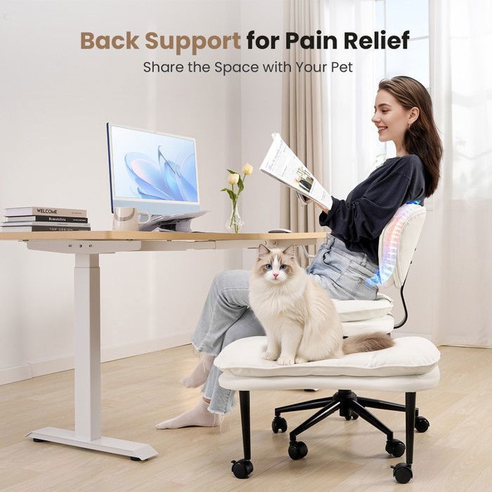 Chaise de bureau à jambes croisées avec roulettes Beige