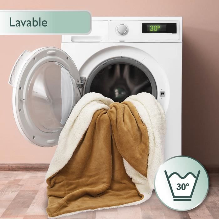 Manta Beautissu Alina Sherpa 220x240 cm, suave, XXL – Manta de forro polar con aspecto de piel de cordero - Beige-Blanco
