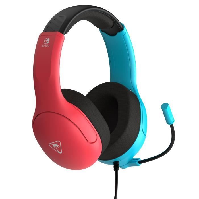 Cuffie da gioco cablate - TURTLE BEACH - TBS-8002-25 - Airlite Fit - Licenza ufficiale Nintendo Switch™ - Blu neon e rosso