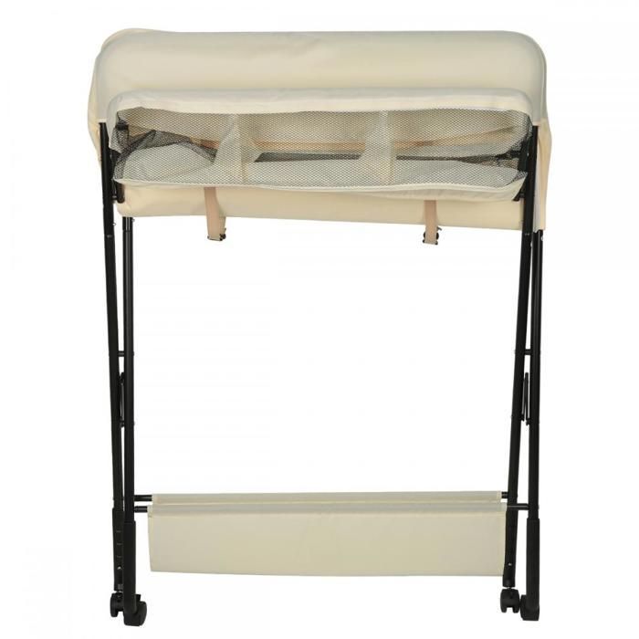 MESA - Cambiador beige con cesta de almacenamiento y perchero - Altura regulable - 80*66*98 cm - HUOLE