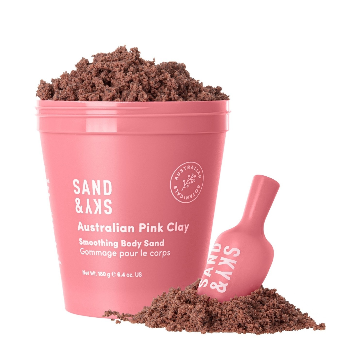 Piling za tijelo Sand & Sky s australijskom ružičastom glinom – Zaglađujući pijesak za tijelo – 180 g