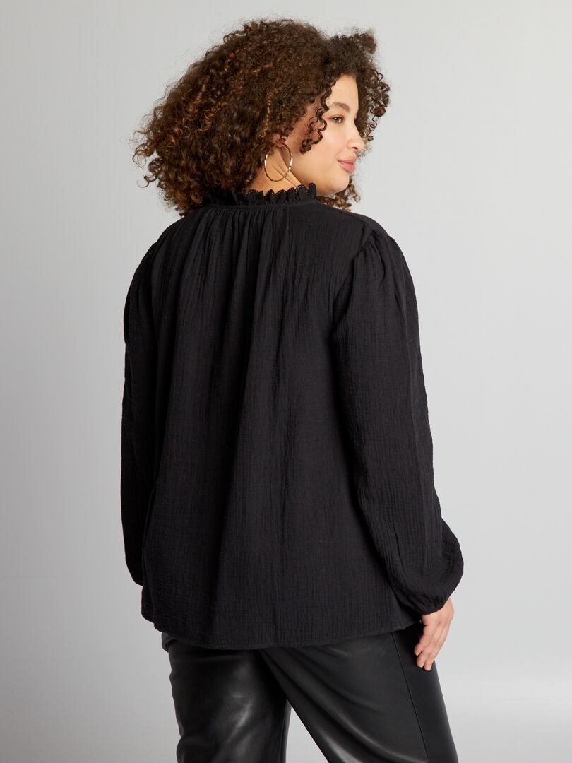 Blouse van katoenen gaas - zwart