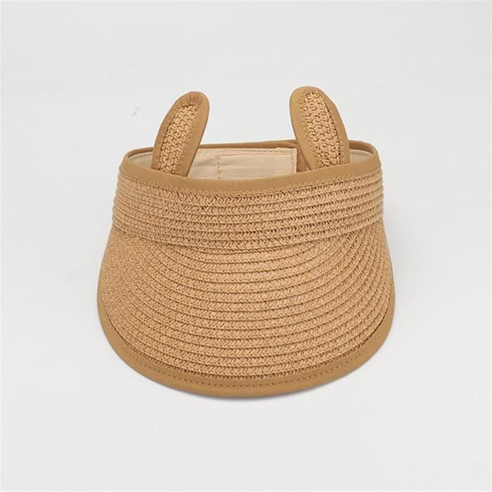 Sombrero de paja FUNMOON para niños, parasol de verano para bebés, top de playa suave con diseño de dibujos animados - 598031