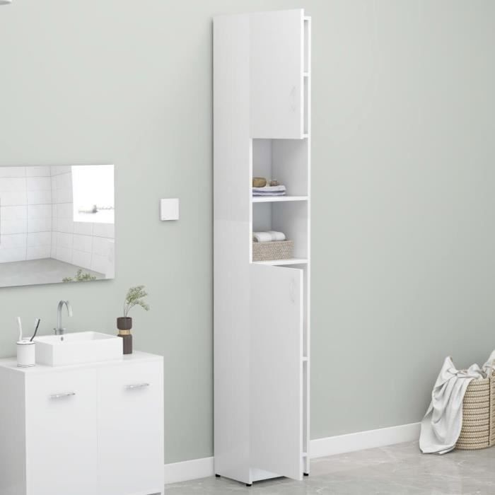 626&{HOME} Mueble columna blanco para baño 32x25,5x190 cm Mueble de aglomerado para baño, cocina - 32 x 25,5 x 190 cm