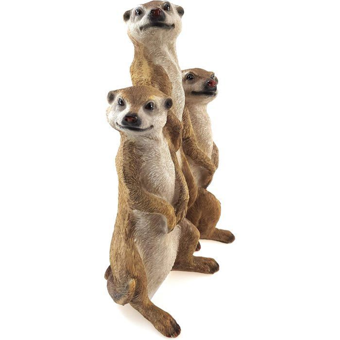 Set van 3 stokstaartjesfiguren - Tuindecoratie - Groot formaat - Voor buitengebruik - Afmetingen (15,5 x 7,5 x 20,5 cm)