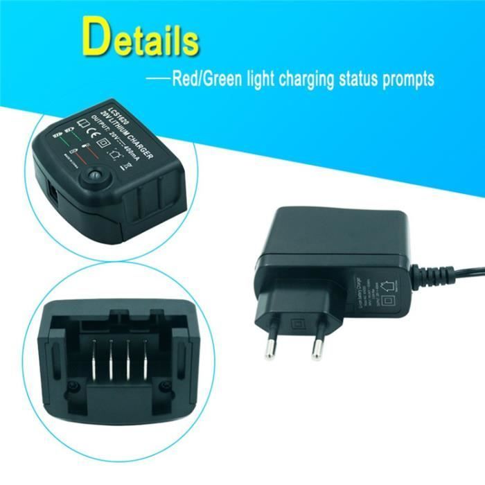 Caricabatterie Black & Decker LCS1620 - Ioni di litio - 14,4-20 V - Cablato - Nero