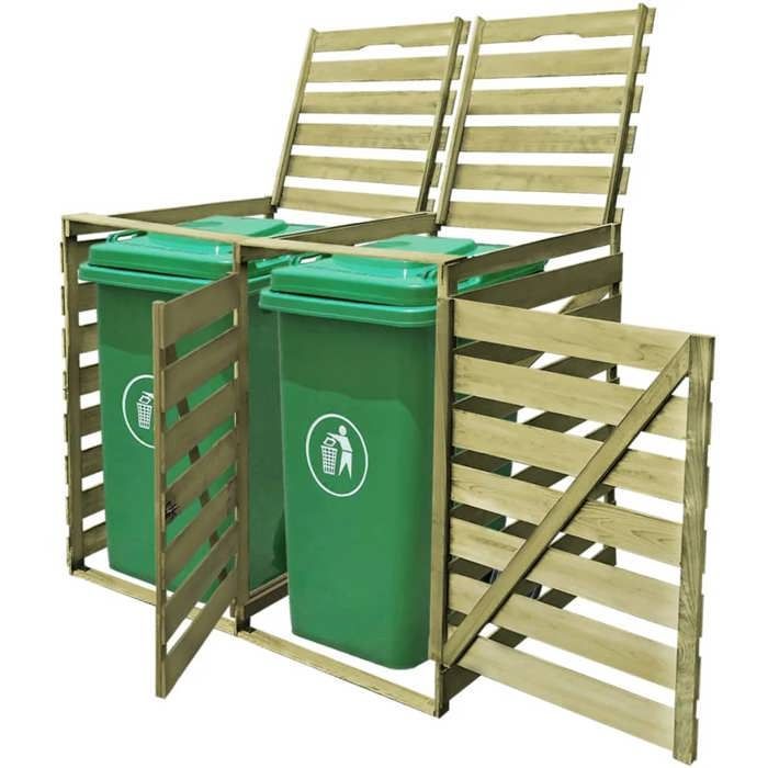 Cache Poubelle/ Abri pour poubelle - VIDAXL - double 240 L Bois imprégné CC6786666