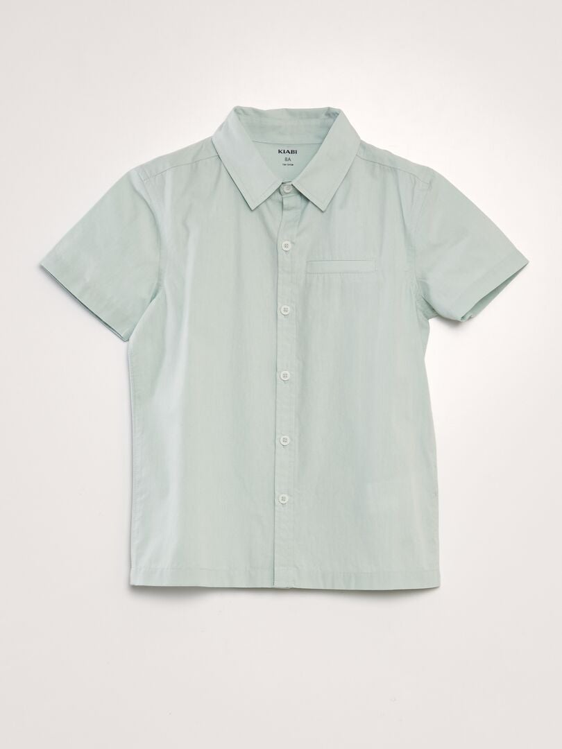 Camisa de manga corta de color liso - azul