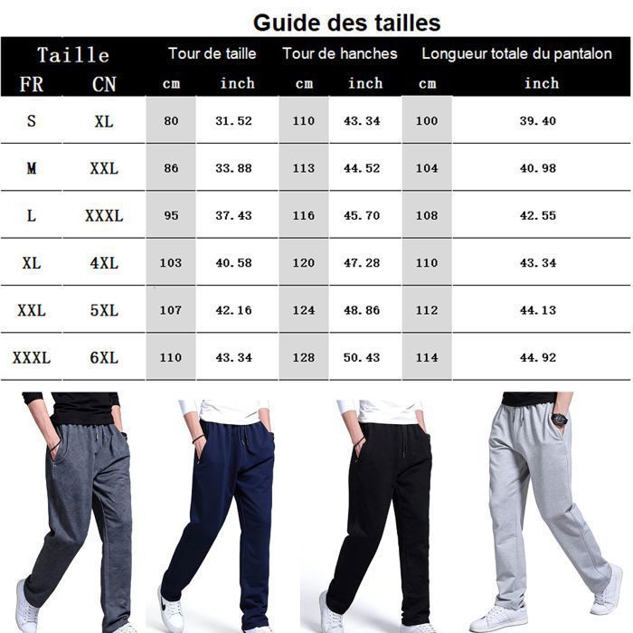 Pantalones deportivos rectos de talla grande para hombre, ropa de hombre - Negro