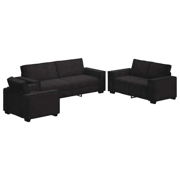 vidaXL Ensemble de canapés 3 pcs avec coussins Noir Velours, canapé, siège de canapé, canapé relax, canapé confort, fauteuil 3324623