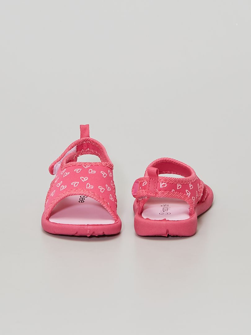 Sandalen van stof met hartjesmotief - ROZE
