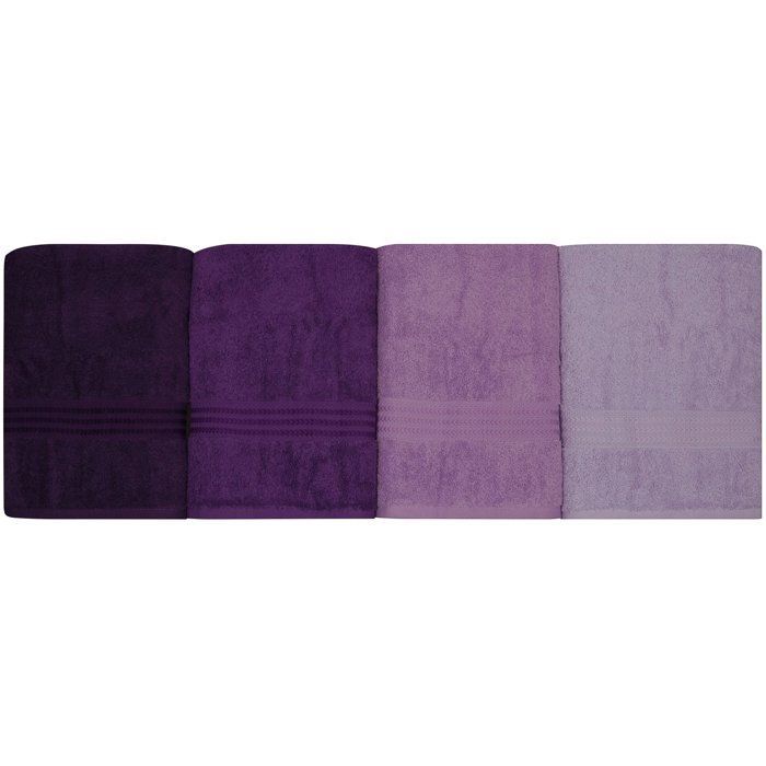 Ensemble de 4 serviettes de bain - 70 x 140 cm - Violet