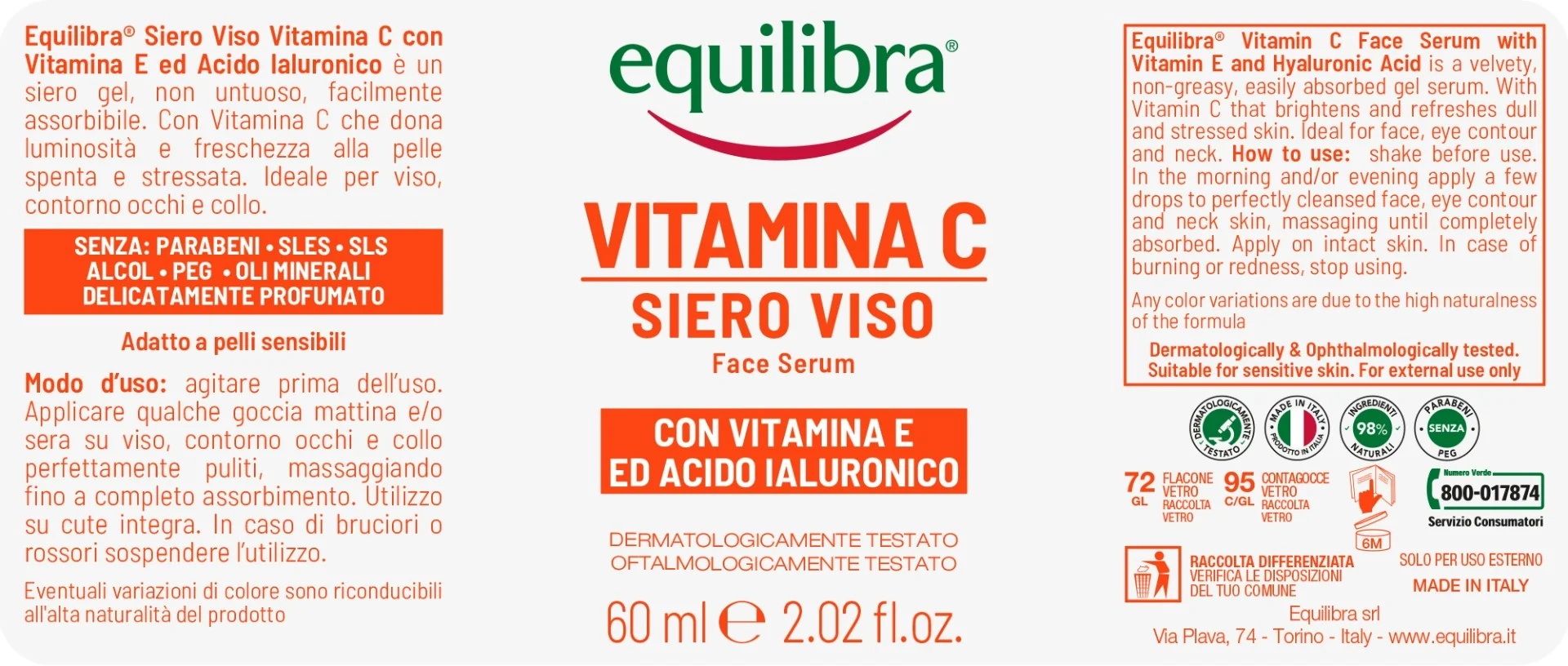 EQUILIBRA Equilibra Vitamine C Gezichtsserum Ascorbinezuur