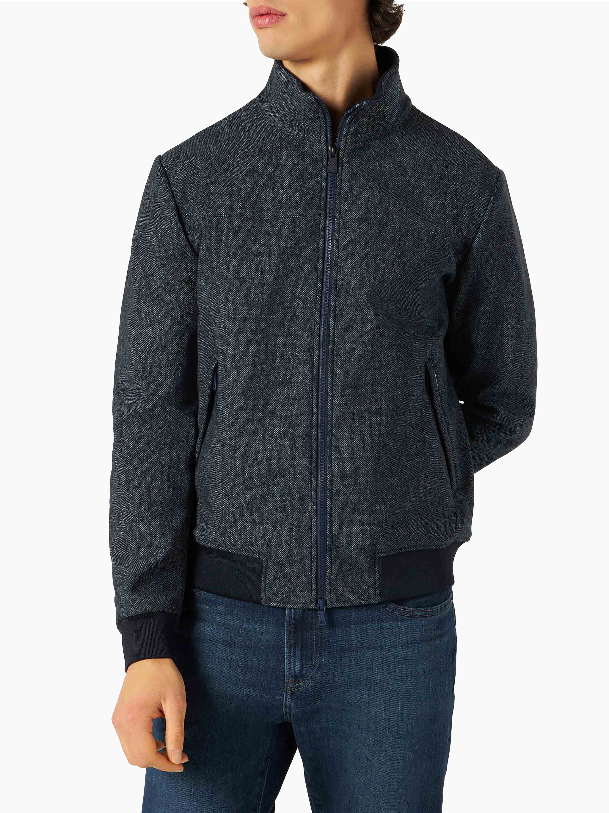 Middelzware bomberjas voor heren in blauw gemêleerd.