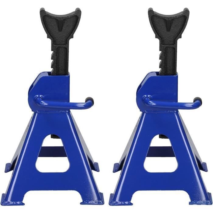 Cric a cricchetto da 3 tonnellate, set da 2, cavalletto in metallo, altezza regolabile da 290 a 430 mm per auto