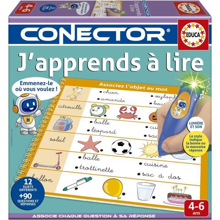 Conector J’apprends à Lire - Jeu éducatif - EDUCA - 90 questions, 12 thèmes, format livre - Dès 4 ans
