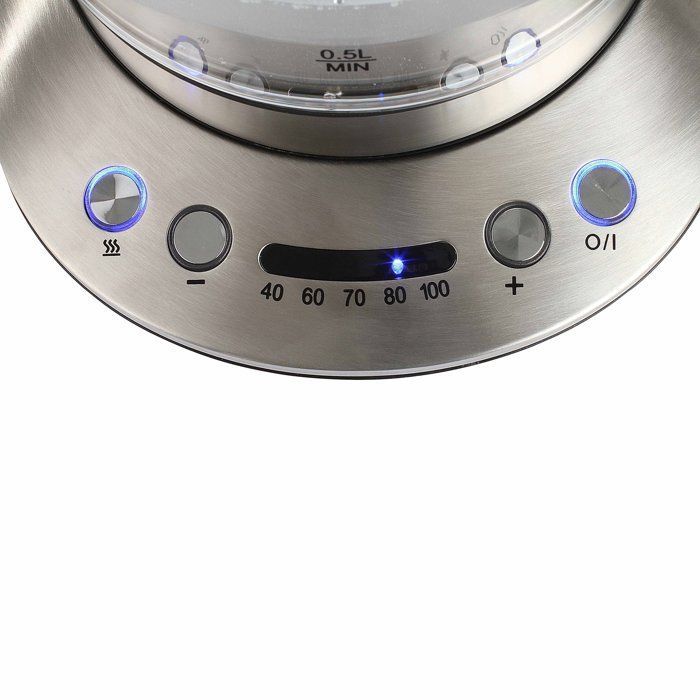 LIVOO DOD165 Teapot Kettle - 2200 W - 1.7 L - Variable Temperature - Glass - Grey