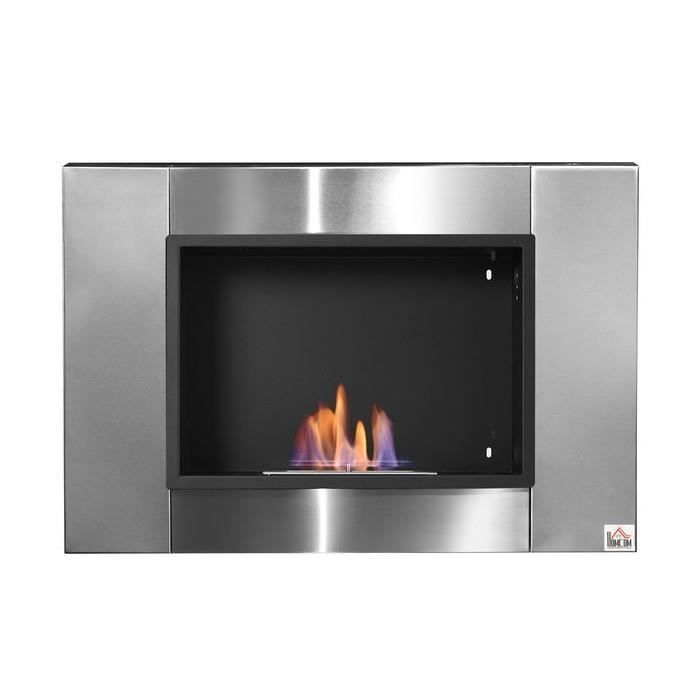 Chimenea mural de bioetanol - MYCOCOONING - Singapur - Acero inoxidable cepillado - Capacidad de calefacción 25 m²