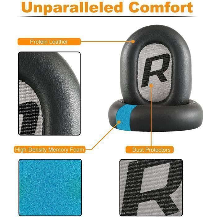 Coussinets d'oreille pour Plantronics BackBeat Pro 2 - AQSACOKIYA - Mousse à Mémoire et Cuir Protéiné - Gris