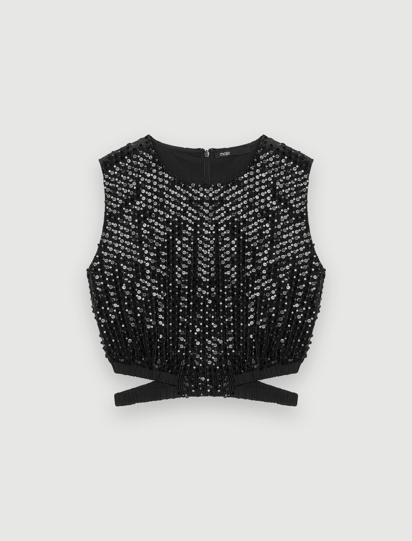 Top scurt cu paiete - Negru