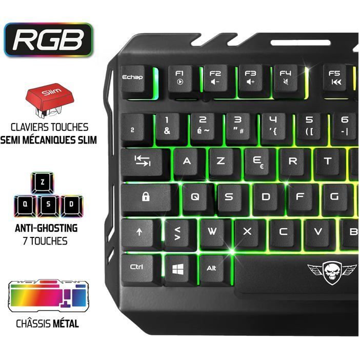 SPIRIT OF GAMER – PRO-MK5 – Pacote Gamer 3 em 1 – Teclado RGB Anti-Ghosting / Mouse RGB de 7 Botões e 6400 DPI / Mousepad Incluso / para PC
