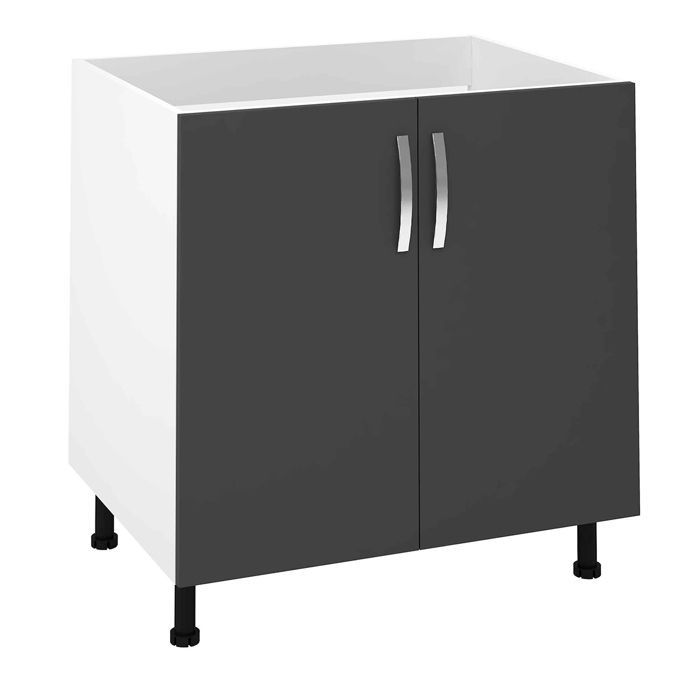 Mobile base da cucina per lavello con 2 ante, grigio - Altezza 85 x Lunghezza 80 x Profondità 58 cm