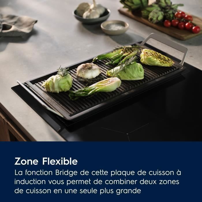 Plaque de cuisson Induction Electrolux Série 600 Flex, 60 cm, Zone Flexible, 4 Foyers, Installation facile Optifix™, Y63IV443 Noir
