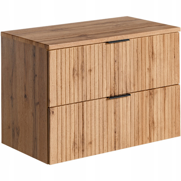 Ryflowana szafka po umywalkę 80 cm z blatem ADEL OAK 82-80 dąb wotan