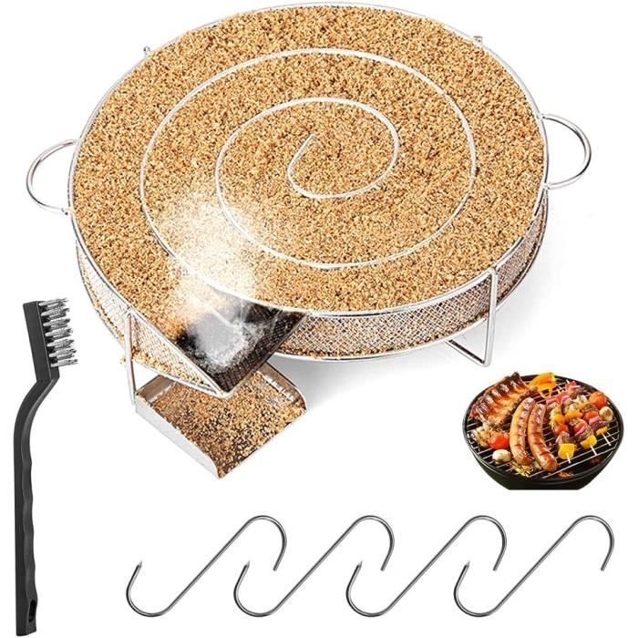 Smoke Generator - Round - Stainless Steel - For Barbecues and Smokers - Wood Sawdust Fuel