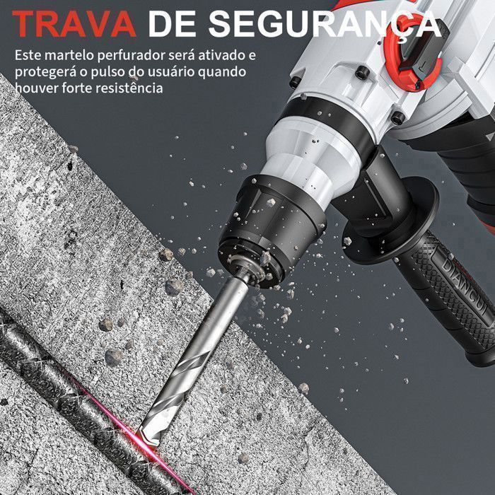 Furadeira de impacto - 4400 BPM 930 RPM - Energia de impacto 2J - Motor sem escovas