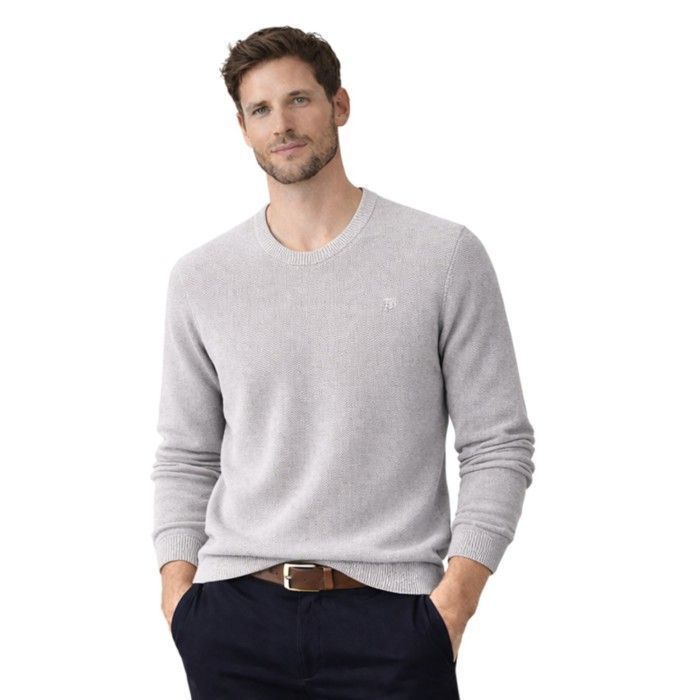 Suéter de algodón piqué de cuello redondo para hombre Bill Tornado Mike, color gris