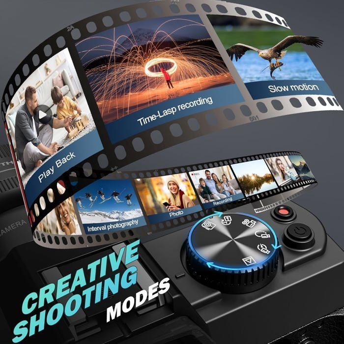 Vera videocamera digitale 4K per fotografia e vlogging, 48 MP/60 FPS, Wi-Fi e controllo tramite app.
