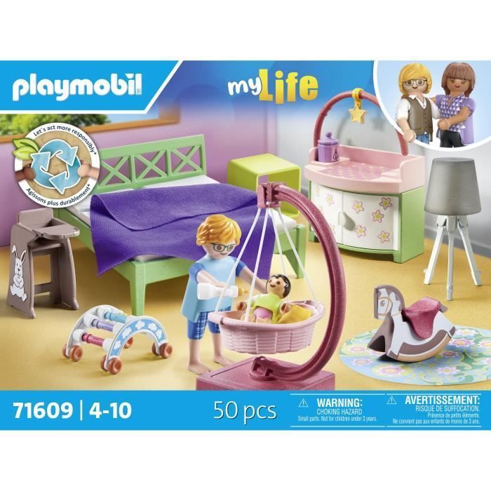 PLAYMOBIL 71609 Habitación de los padres con cuna colgante, Casa del arquitecto, Mi vida, 50 piezas, Para mayores de 4 años