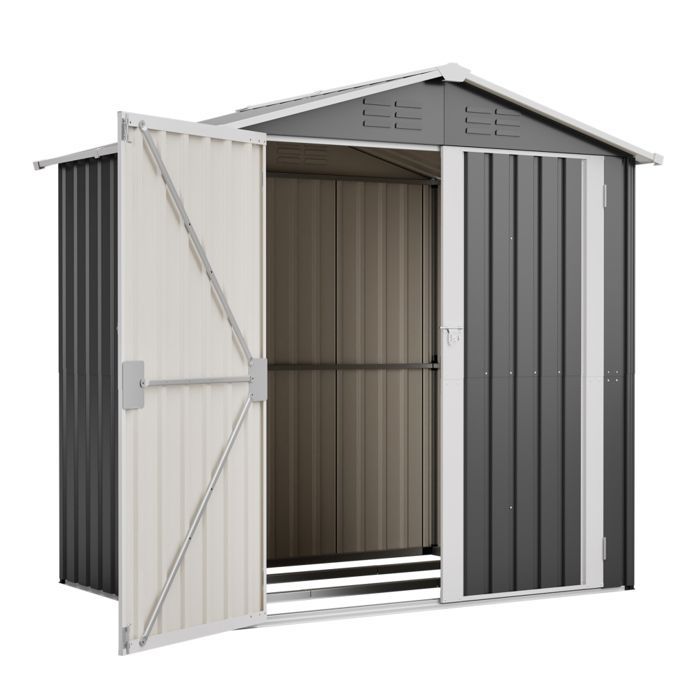 Metalen tuinschuur - 130x142x185 cm - weerbestendige tuinschuur voor buiten, grijs