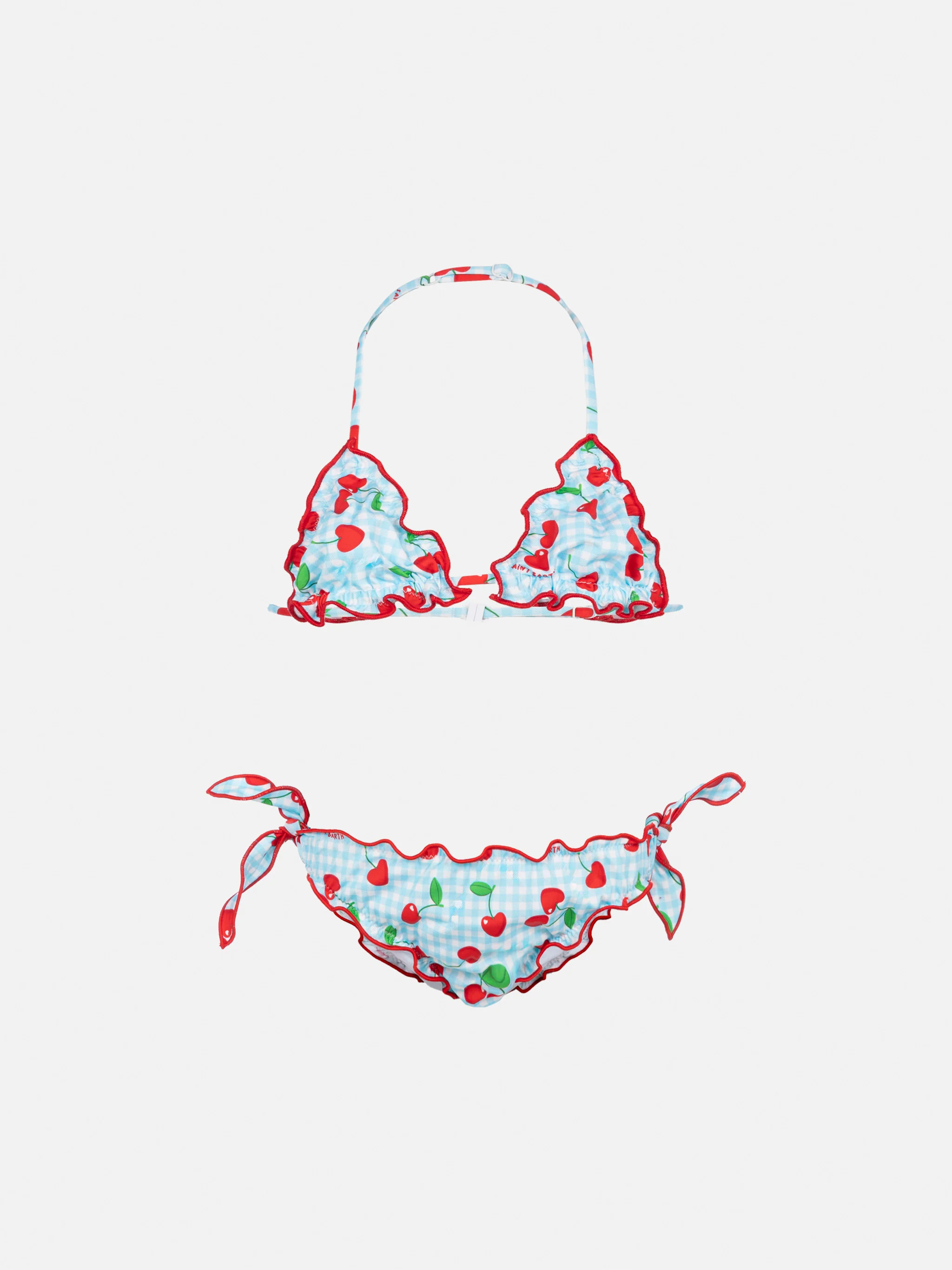 Bikini met klassieke triangolo Cris con stampa ciliegie en quadretti vichy