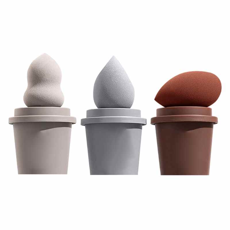 Éponges à maquillage en forme de tasse à café, éponges à fond de teint, éponges à maquillage en forme d'œuf, de poire ou de larme