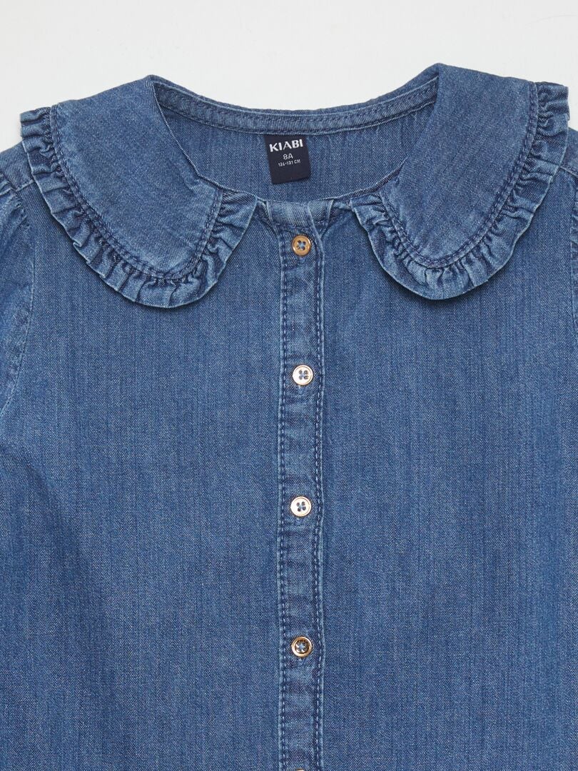 Blusa com gola Claudine - AZUL