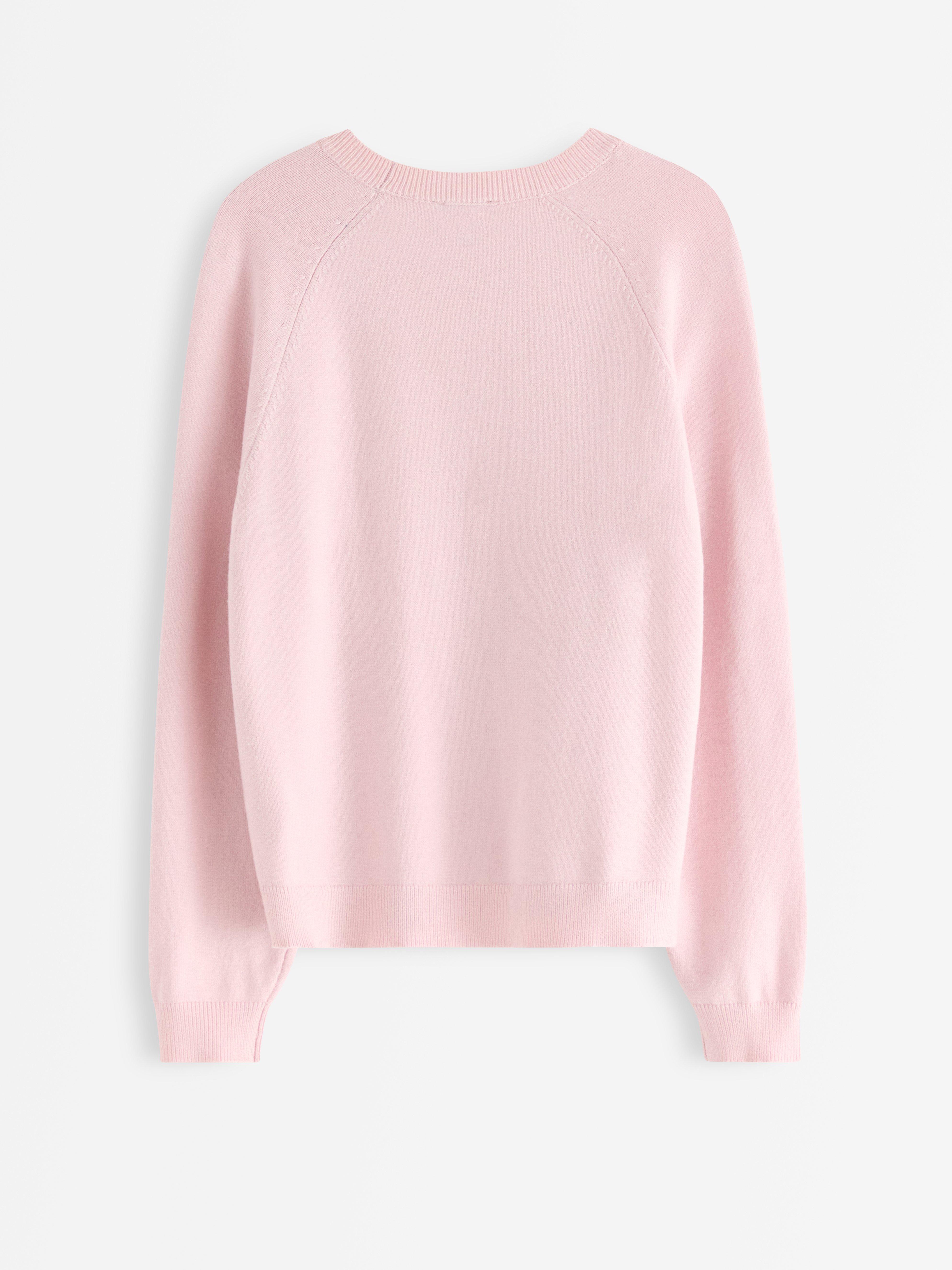Suéter de tricô fino rosa claro