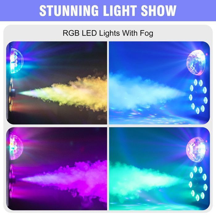 Conjunto UKing de 6 focos compactos y potentes + máquina de humo + soporte ajustable Luces para DJ Luces de escenario