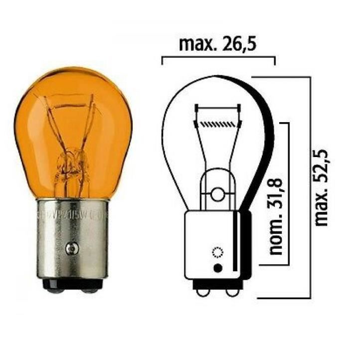 Bombilla Flosser BAY15d de 12 V y 21,5 W de color naranja (unidad individual) para motocicleta, scooter y coche.
