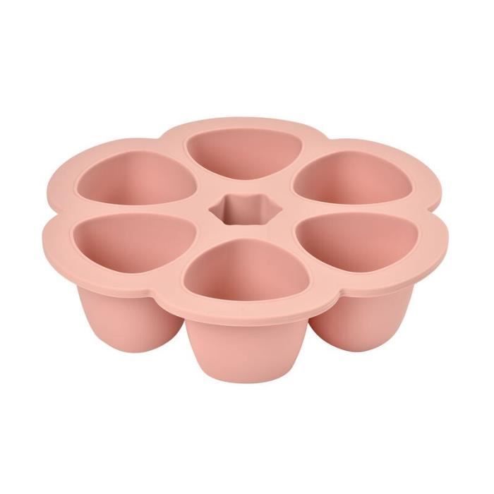 BEABA Premium silicone multi-portion containers, heat resistant, airtight lid, Made in Italy, 6 x 150 ml pink