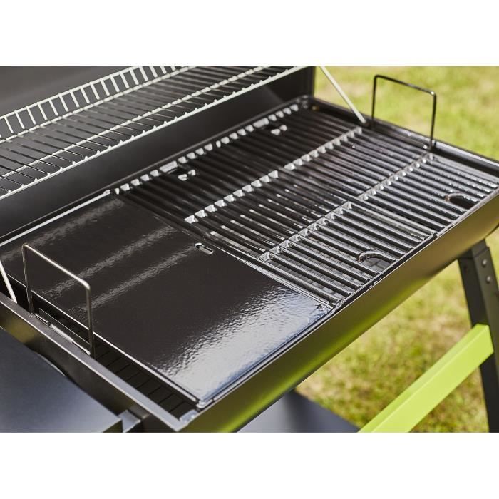 COOK'IN GARDEN Barbecue charbon de bois TONINO 70 - L 123 x l 74 x H 104,5cm - Surface de cuisson : L 68 x l 41,5cm - Noir